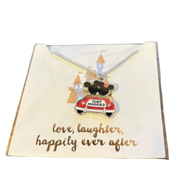 Disney Parks Just Married Car Minnie Mickey Necklace - Picture 3 of 4